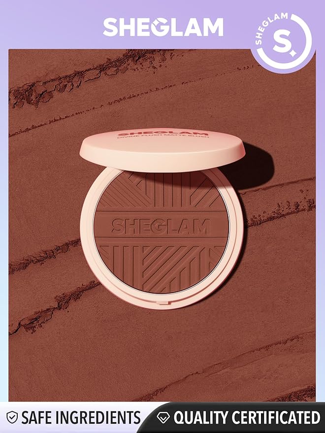 SHEGLAM Divine Flush Matte Blush Powder - Highly Pigmented, Non-Fading, Long Lasting, Lightweight Natural Blush for Face Makeup