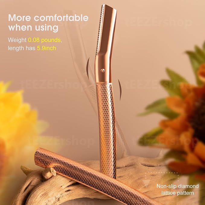 Dermaplane Razor for Women Face with 20PCS Blades,Professional Facial Razors for Peach Fuzz and Eyebrow Hair Removal,Stainless Steel Multipurpose Face Shavers with Gift Box-Gold