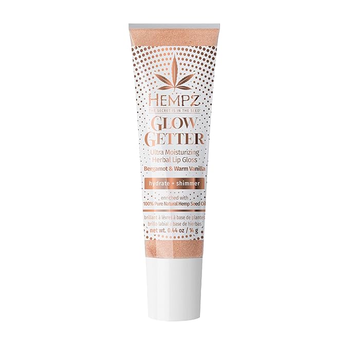 Hempz Glow Getter Lip Gloss, Hydrating Balm with Shimmer .44 oz.