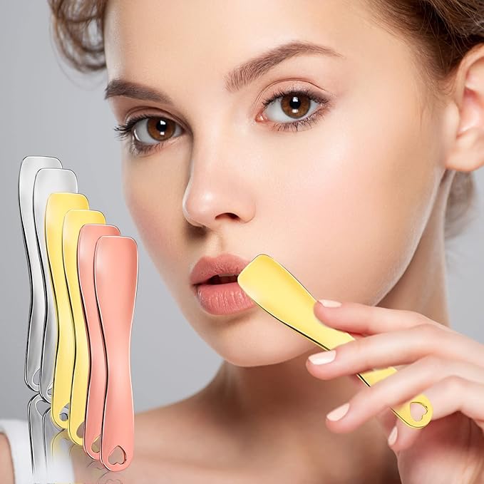 Sibba Facial Makeup Spatula Face Beauty Mask Applicator 6 Pieces Tiny Mini Gold Silver Metal Spoons Set Cosmetic Scraper Skincare Skin Cream Lotion Mixing Slide Scoop