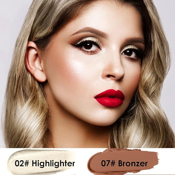 POPMISOLER 2 pcs Makeup Highlighter Stick & Cream Foundation Stick