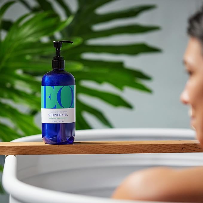 EO Shower Gel Body Wash, 16 Ounce (Pack of 2), Grapefruit and Mint, Organic Plant-Based Skin Conditioning Cleanser with Pure Essentials Oils