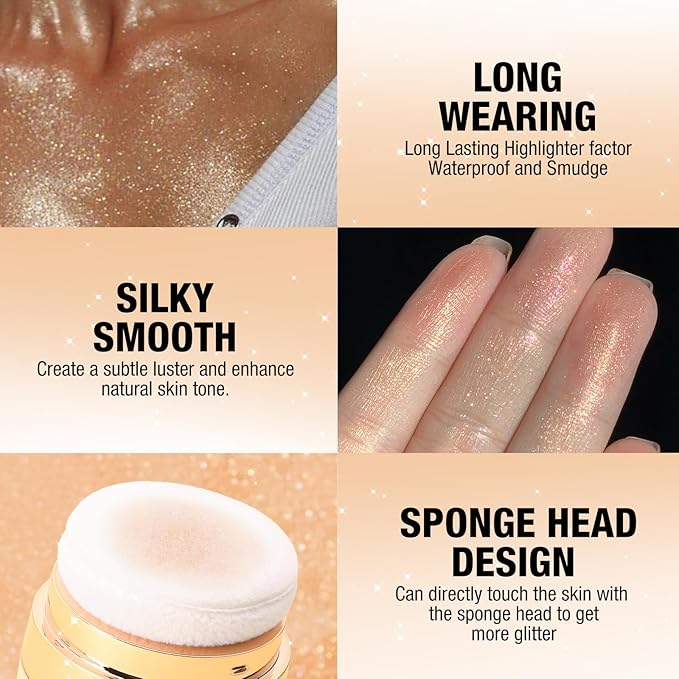 Glitter Body Highlighter Powder Body Shimmer Sparkle Face head( Golden)