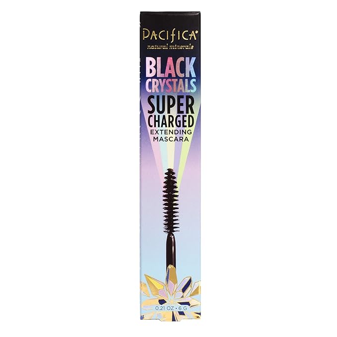 Pacifica Beauty Crystals Supercharged Extending Mineral Black Mascara, For Volume and Length + Volume, Silicone, Sulfate + Paraben Free Vegan & Cruelty Free