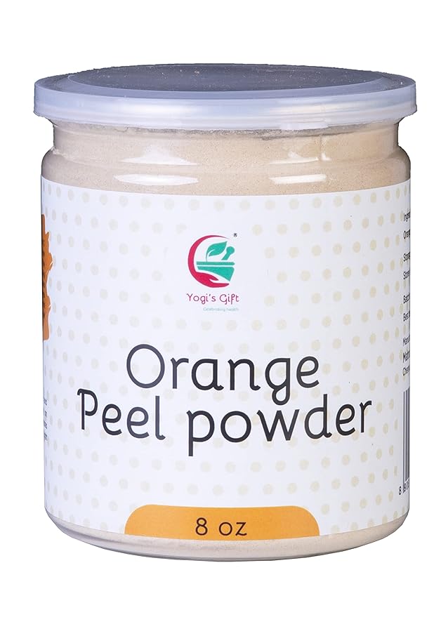 Orange Peel Powder 8 oz (227 grams) | 100% Natural Care For Acne, Tan & Blackheads | Effective DIY Face Mask Ingredient | Rich in Vitamin C | Helps Get a Glowing Skin | by Yogi's Giftยฎ