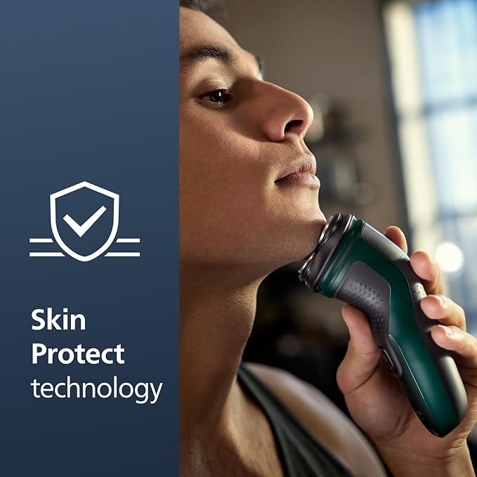 Philips Norelco Shaver 2600 Series, Wet and Dry Electric Shaver, Pop-up Trimmer, P-Cap, Travel Pouch, Dark Forest Green, Model X3052/91