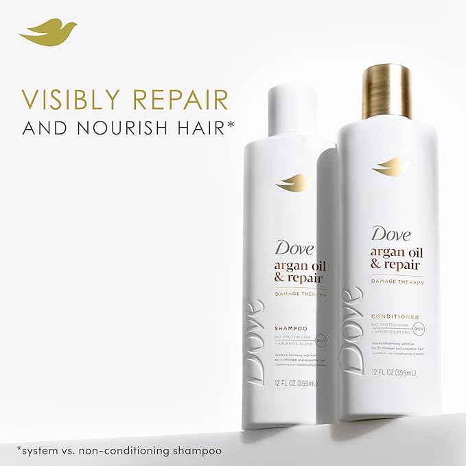 Dove Conditioner Argan Oil & Repair for Fine Hair with Bio-Protein Care Technology and Argan Oil Blend 12 Fl Oz