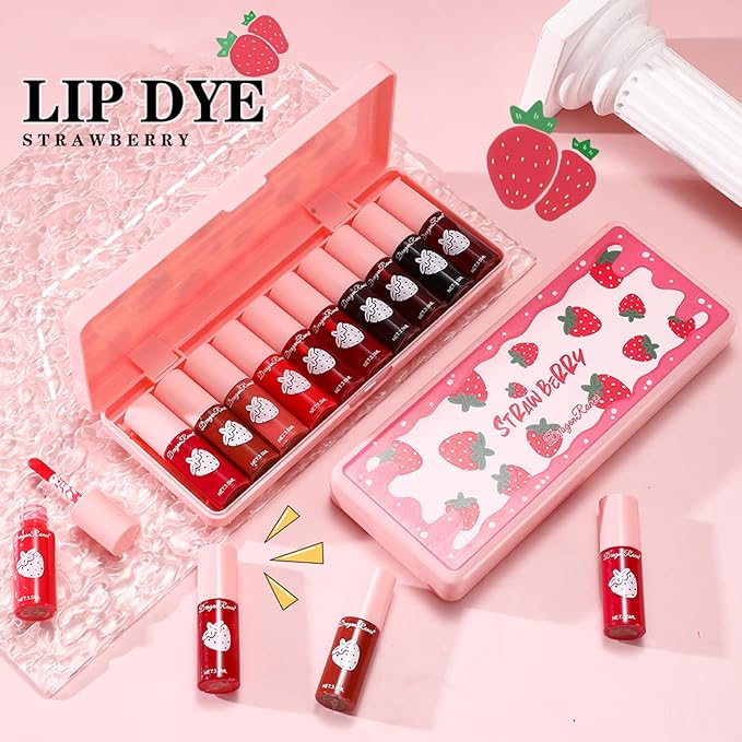 10 Colors Lip Tint Stain Set, Korean Moisturizing Moisturizing