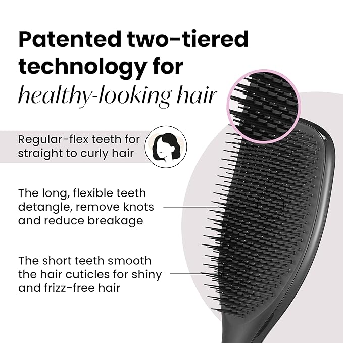 Tangle Teezer Large Ultimate Detangler Hairbrush for Wet & Dry Hair, Eliminates Knots & Reduces Breakage for Long, Thick, & Curly Hair Types, Black Gloss