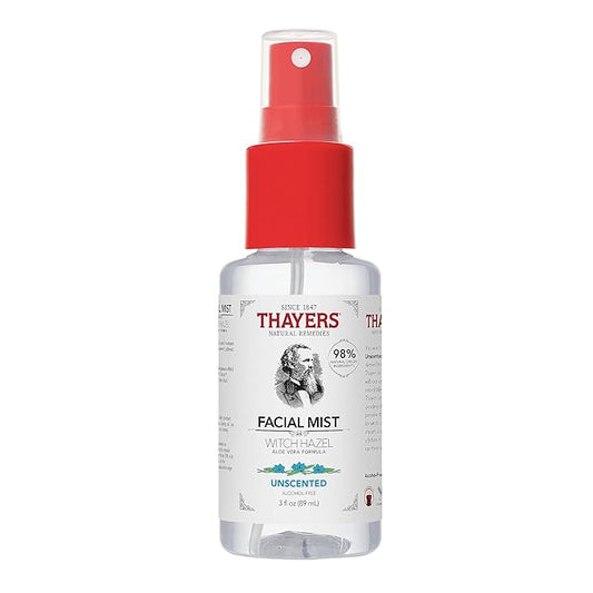 Thayers Alcohol-Free Witch Hazel Facial Mist Toner with Aloe Vera, Unscented, Soothing and Hydrating, for All Skin Types, Trial Size, 3 oz
