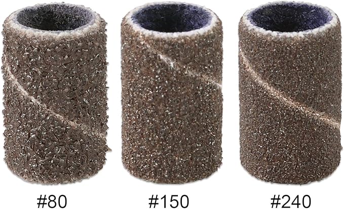 PANA 100 Pieces Nail Sanding Bands Professional Nail Manicure Great Fit for Nail Drill Bits for Acrylic Nails (150 Grit, Brown)