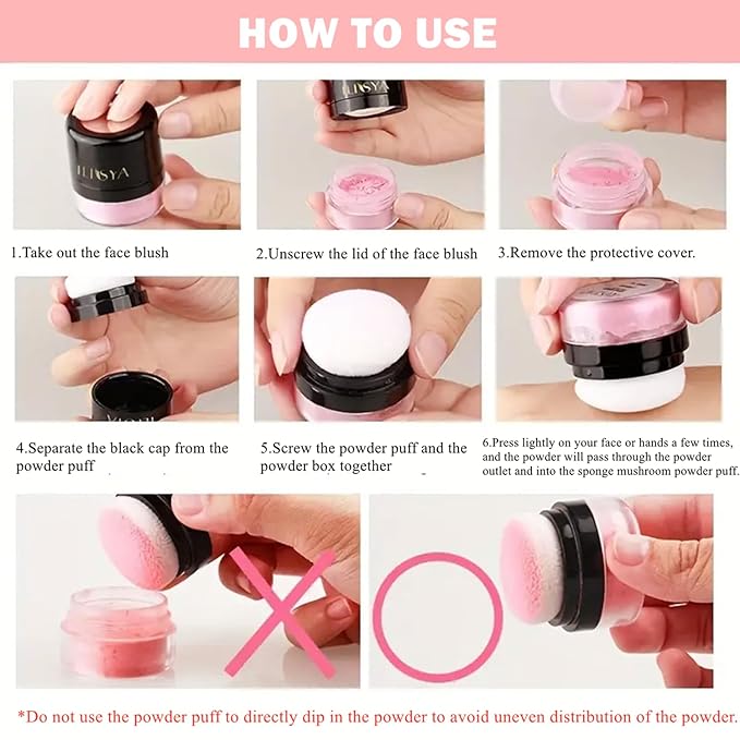 ROUSE Face Blush Powder Makeup Soft Mushroom Blush (Coral Red)