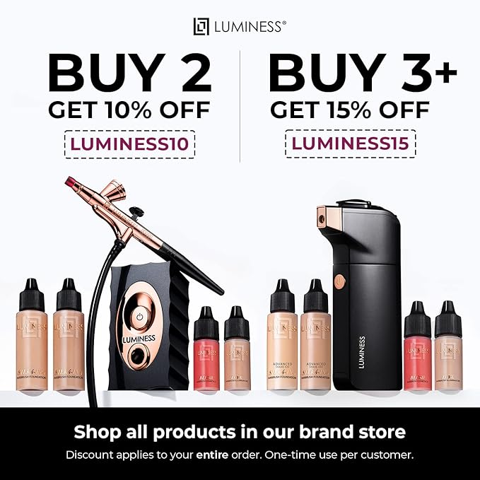 LUMINESS Silk Airbrush Spray Foundation & Buffing Brush Light Deep)