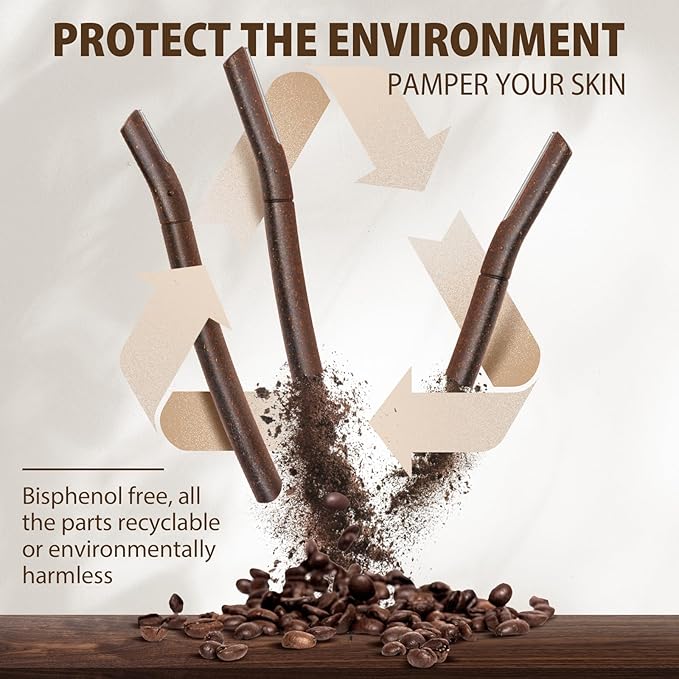 SINAHET Dermaplane Razor for Face, (3 Count) Professional Dermaplaning Tool with Coffee Grounds Based Handle, Facial and Eyebrow Hair Removal