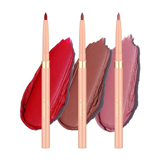 Oulac Waterproof Lipliner Pencil Set - Smooth and Creamy, Retractable Lip Makeup for Precision Application, Vegan & Cruelty-Free, L01+L05+L08
