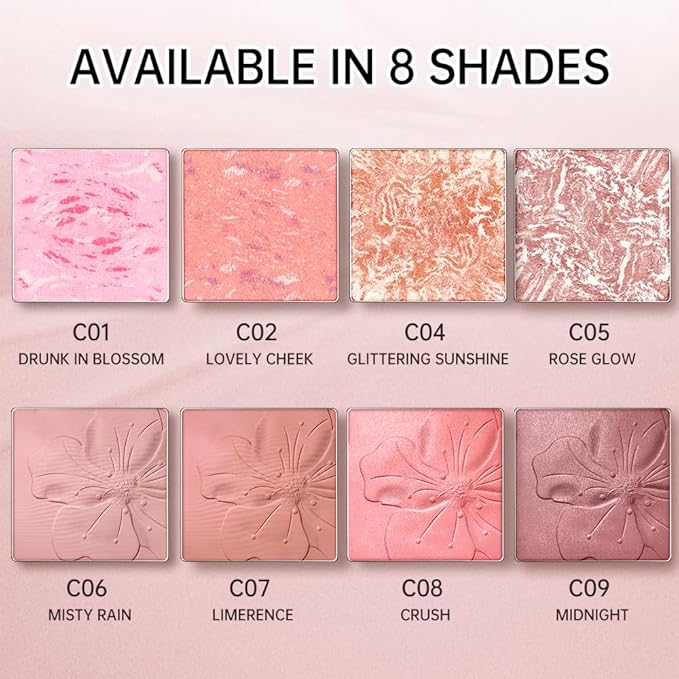 CATKIN Cheek Powder Blush Baked Pink Makeup Blusher Creamy Light Weight Natural Finish 10g (C06 Misty Rain)