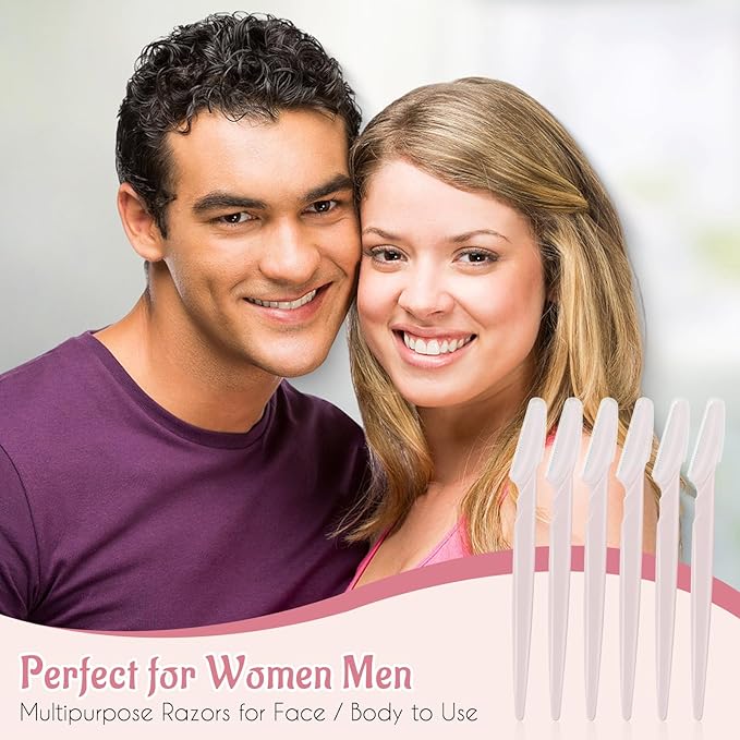 16 Pcs Light Pink Eyebrow Razor, Face Razors Multipurpose, Facial Razors for Women Men, Eyebrow Trimmers Shaver with Protective Cover, Dermaplaning Tools for Face Body Use, Facial Hair Removal Tools