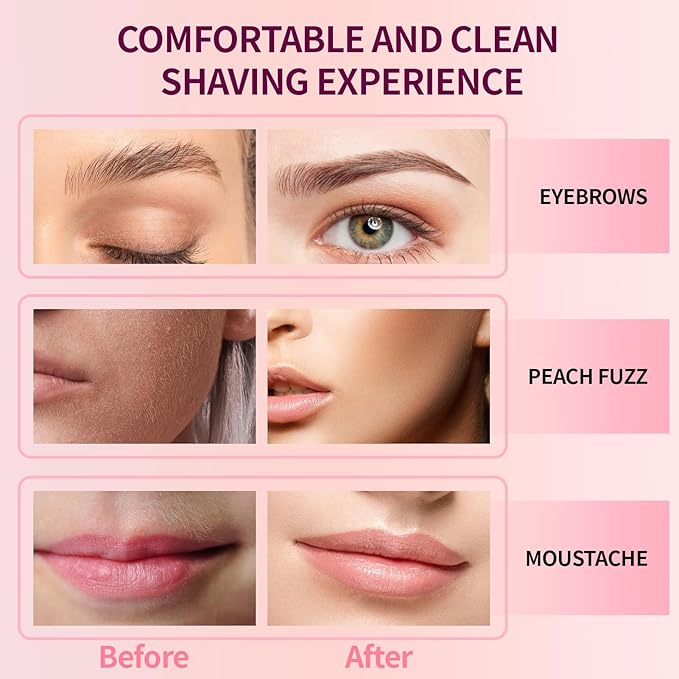 Dermaplaning Kit, Rose & Vitamin E Oil, Shave Oil with Dermaplaning Tools for Women, Facial Razor, Eyebrow Razor, Softens Area Pre Shave & After Shave