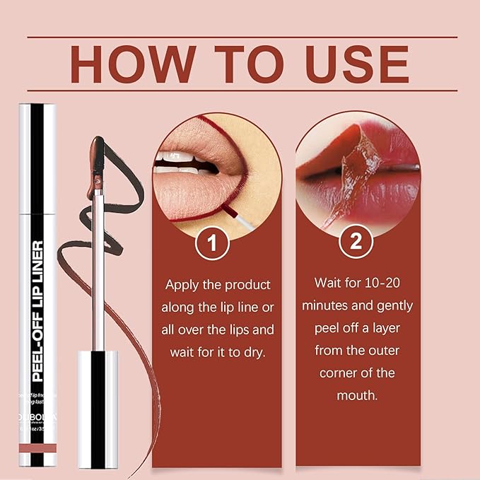 3 Colors Peel Off Lip Liner Lip Stain Tattoo Set, Removable Lip Liner Pencil Matte Finish Waterproof Transfer-proof Peel Off Lip Stick Highly Pigmented Color Lip Makeup