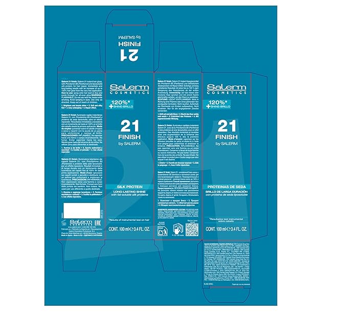 SALERM - Illuminating Hair Spray - Salerm 21 Finish - 100 ml - with Silk Proteins - Final Illuminating Touch - Hydrates and Adds Shine to Hair - Immediate Result - Heat Protector
