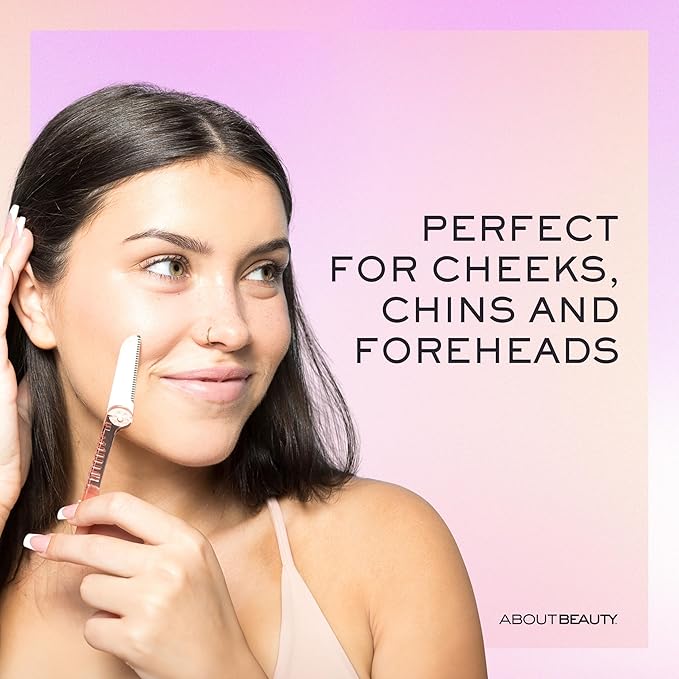 About Face Fuzz-Free Compact Facial Razors for Shaving & Exfoliating - Includes 3 Beauty Groomers - For Face, Lips & Eyebrows