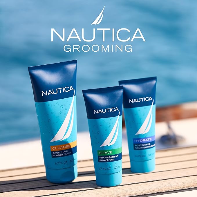 Nautica Grooming Shave Gel 3.3 fl oz (Pack of 1), Notes of Grapefruit, Lavender, and Wood, Men's Fragrance, Long Lasting, Everyday Fragrance, Travel Size