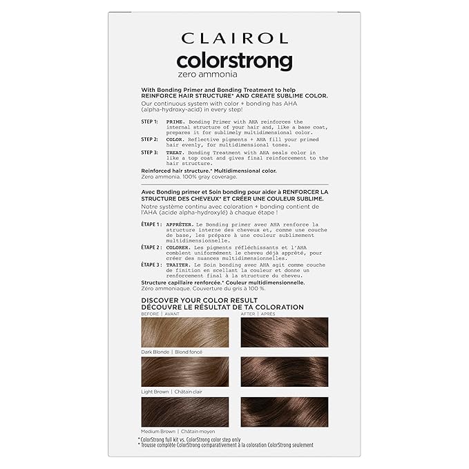 Clairol ColorStrong Permanent Zero Ammonia Hair Dye, 6.1 Light Ash Brown - Machu Picchu Hair Color, Pack of 1