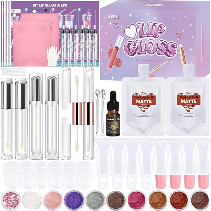 Lip Gloss Making Kit, Make Your Own Lip Gloss Kit, DIY Lip Gloss Making Supplies, Moisturizing Glitter Lip Kit Lipgloss Making Kits, Lipgloss Sets for Girls Tween Girls Trendy Stuff Women