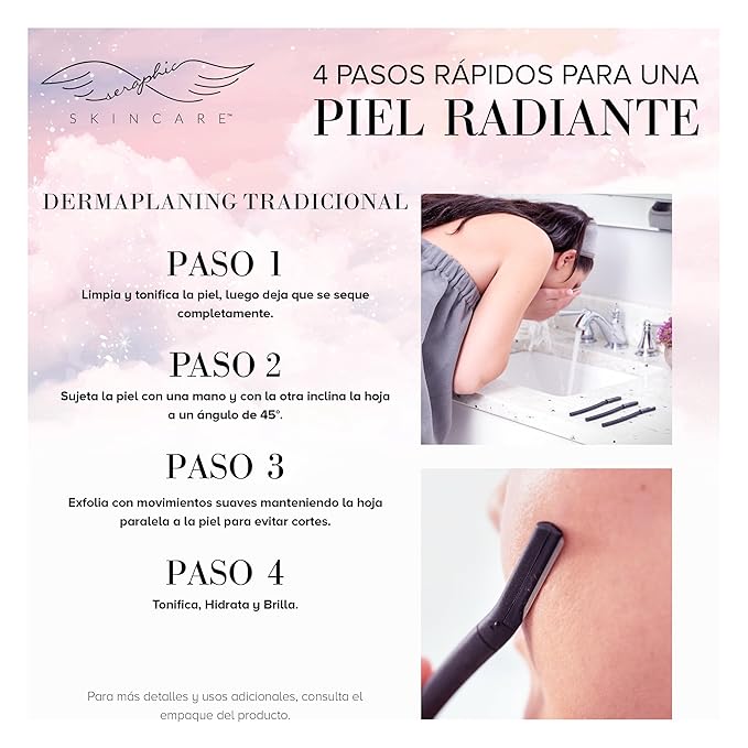 Seraphic Skincare Exfoliating Facial Razors Blades (3pc) – For Eyebrows, Peach Fuzz & Exfoliation – Dermaplane Face Razor for Women Face – Wheat Straw Handle & Swedish Stainless Steel Blades