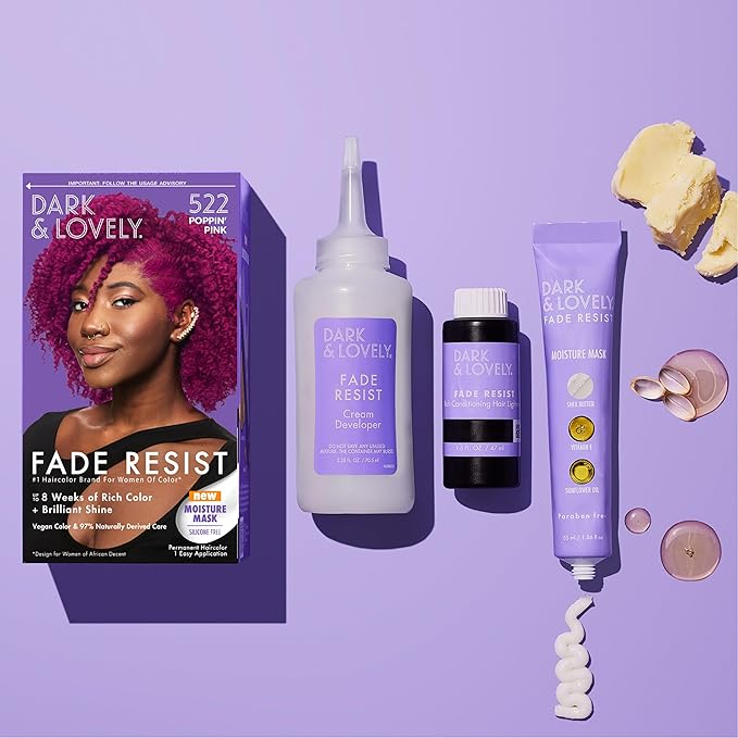 Softsheen-Carson Dark and Lovely Hair Dye, Fade Resist Hair Color with Conditioning Mask, Poppin Pink, 1 Kit