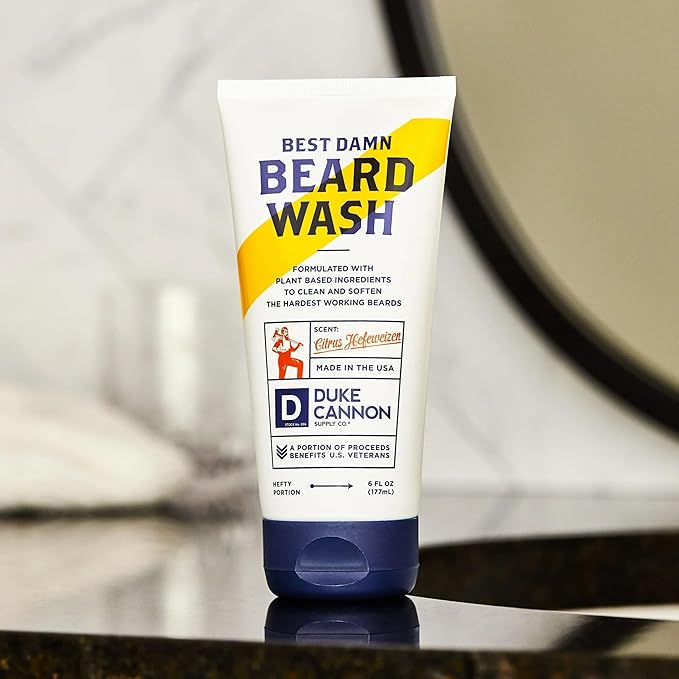 Duke Cannon Supply Co. Beard Wash Citrus Hefeweizen, 6 Fl Oz - Made with Plant-Based Ingredients to Strengthen, Rejuvenate, Soften and Condition