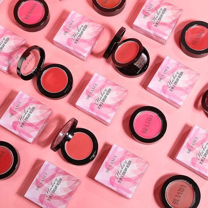 DE'LANCI Blush Single for Cheeks+Lip, Buildable Color Silky