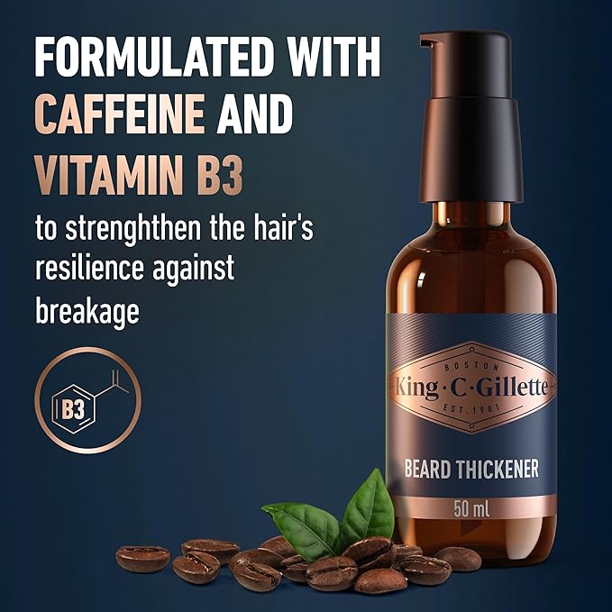 King C. Gillette Beard Thickener formulated with Vitamin B complex and Caffeine, 1.7oz