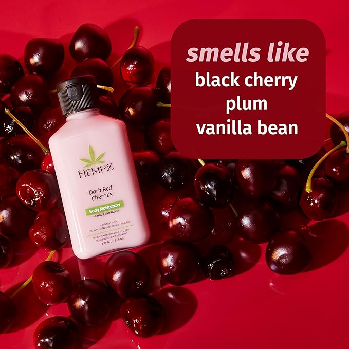 Hempz Dark Red Cherries Lotion, Ultra Hydrating Moisturizer for Body, Hands and Feet 17 oz.