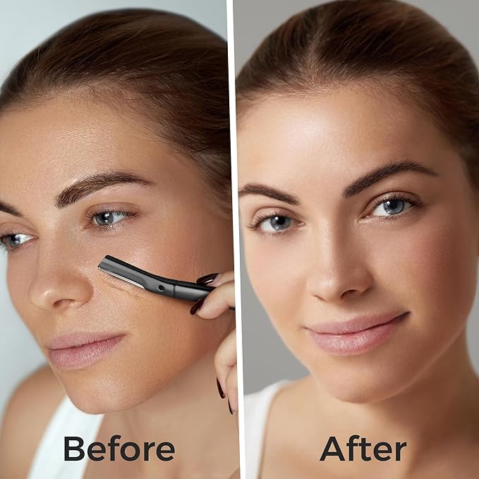 ZOMCHI Dermaplaning Tool for Face with 11 Refill Blades, Dermaplane Razor for Women and Men, Face Razor with Precision Silicone Cover, Eyebrow Razor, Facial Razor, Reusable Metal Handle - Matte Black