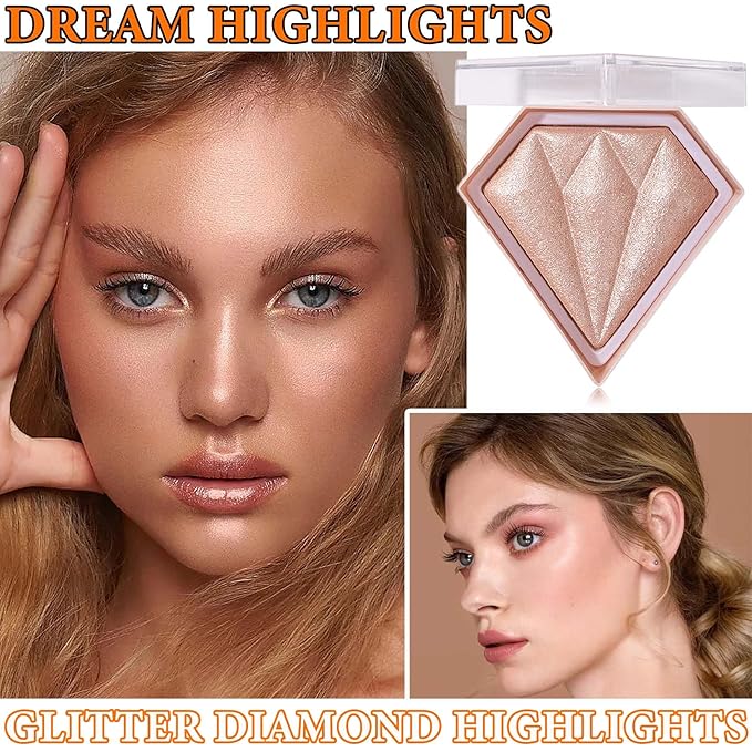 Glitter Blush Shimmer Highlighter Blusher Powder Makeup Face Powder Makeup(#inger) 04 G
