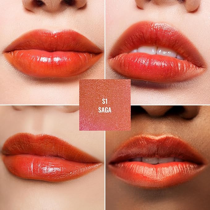 Oulac Moisture Shine Bright Red Lipstick - 2 in 1 Shimmer Lipstick & Lip Balm, Juicy & Glossy Finish, Long Lasting Hydrating, Smooth for Dry, Cracked and Chapped Lips, Vegan 2.2g/0.07oz (S01)