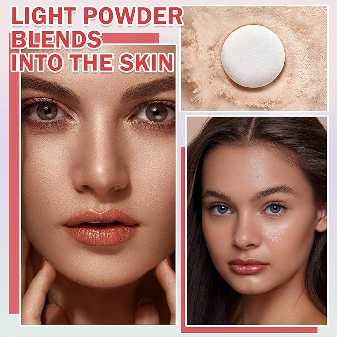 3PCS Loose Setting Powder Set,Lightweight Long Lasting Oil Skin Types