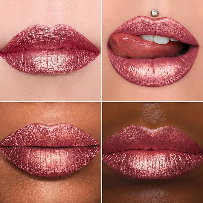 MAKI YIKA Red Lipstick for Women Metallic Lipsticks Glitter Long Lasting Lipstick No Smudge No Transfer Liquid Lip Gloss (BR03 Be Happy)