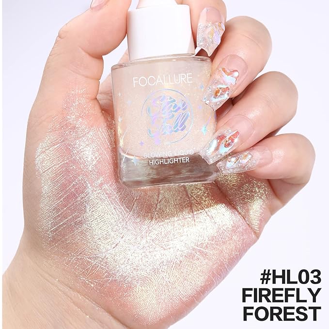 FOCALLURE Starfall Glowing Liquid Highlighter, Shimmering Body Oil,