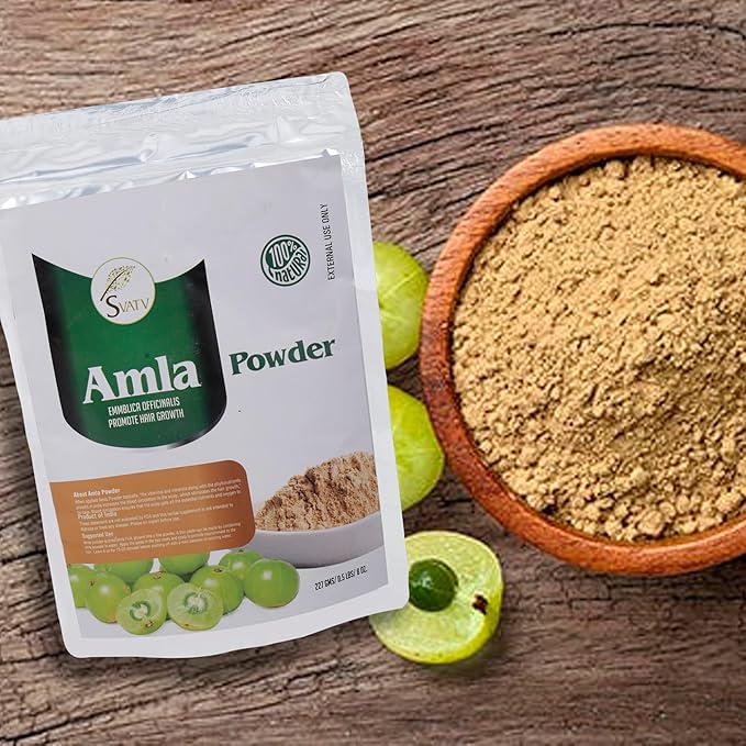 SVATV Amla Powder, Emblica Officinalis, Amalaki, Indian Gooseberry, Long Hairs 227g