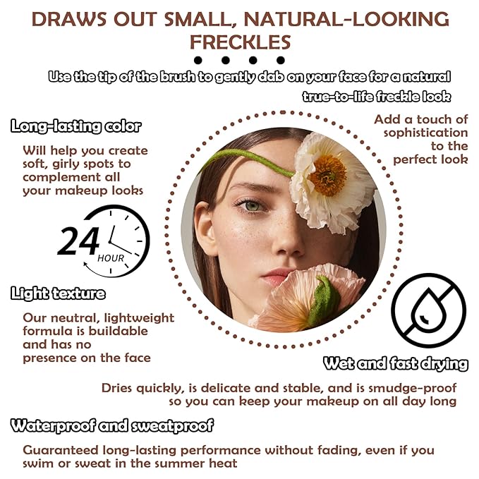 4 Colors Freckle Pen,Waterproof Freckle Makeup Pen,Lightweight Long Coffee,Chestnut,Dark Brown