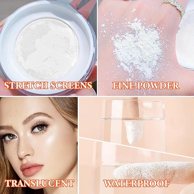Loose Setting Face Powder,Loose Powder Lightweight & Breathable Women (Ivory)