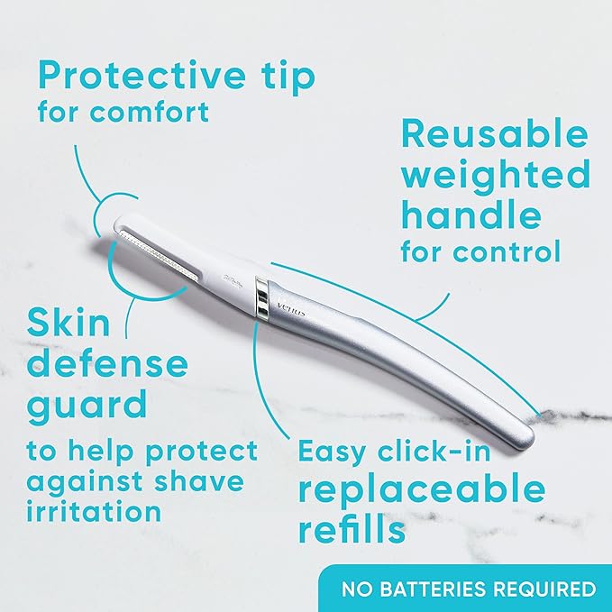Gillette Venus Dermaplaning Tool, 2 Blade Refills, Exfoliating Face Razors for Women, Eyebrow and Facial Dermaplane Razor