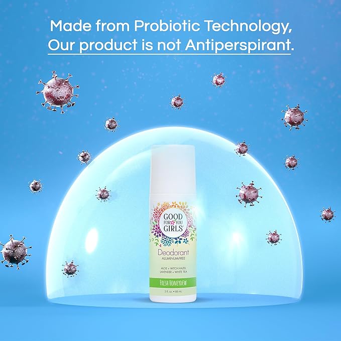 Good for You Girls Aluminum-Free, Natural & Vegan Deodorant for Kids, Preteens, Teens, Safe & Effective Odor Protection, Clear Roll-On, Natural Fragrance | Fresh Honeydew, 3 oz (Pack of 3)