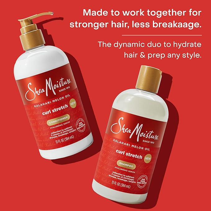 SheaMoisture Curl Stretch Conditioner Kalahari Melon Oil Infused with Hyaluronic Serum, Hydration Hero Deeply Moisturizes and Repairs Damage, for Easy Detangling and Styling 13 Fl Oz