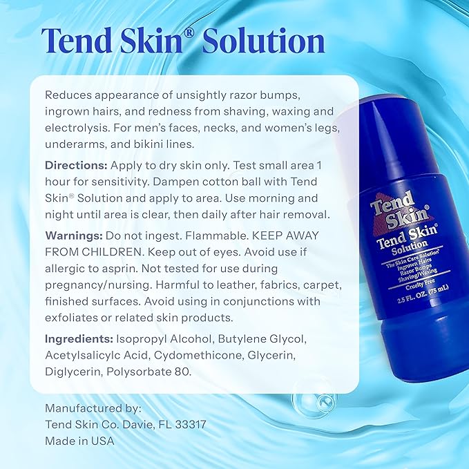 Tend Skin Razor Bump Solution Refillable Roll-On Solution For Unsightly Razor Bumps, Ingrown Hair And Razor Burns, Post Shaving and Waxing Toner for Men and Women, 2.5 Oz