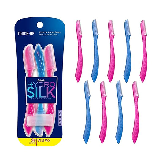 Schick Hydro Silk Touch-Up Dermaplaning Tool with Precision Cover, 9ct | Dermaplane Razor, Face Razors for Women, Peach Fuzz Remover