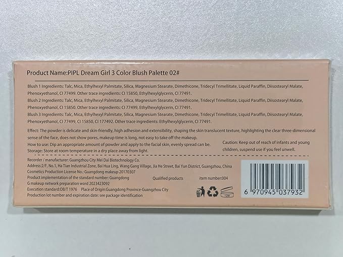 3 Color Matte Pink Blush Palette with Brush, Face Beauty