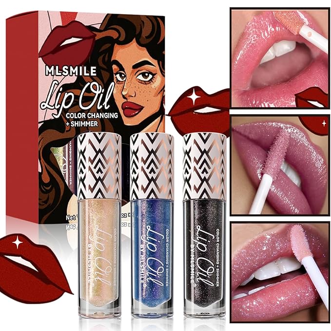 3Pcs Boss Up Color Changing Lip Oil, Shimmering Lip